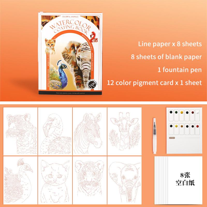 1 Набор Креативный набор для акварельной живописи с 12-цветной твердой краской, раскраска для снятия стресса у детей, набор для акварели для искусства родителей и детей
