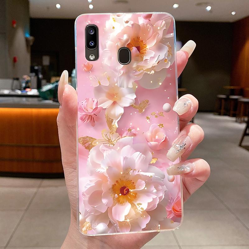 Phone Case For Samsung Galaxy A20E Flower Butterfly Protective Thin Cases For Samsung A20e Transparent Soft Silicone TPU Cover