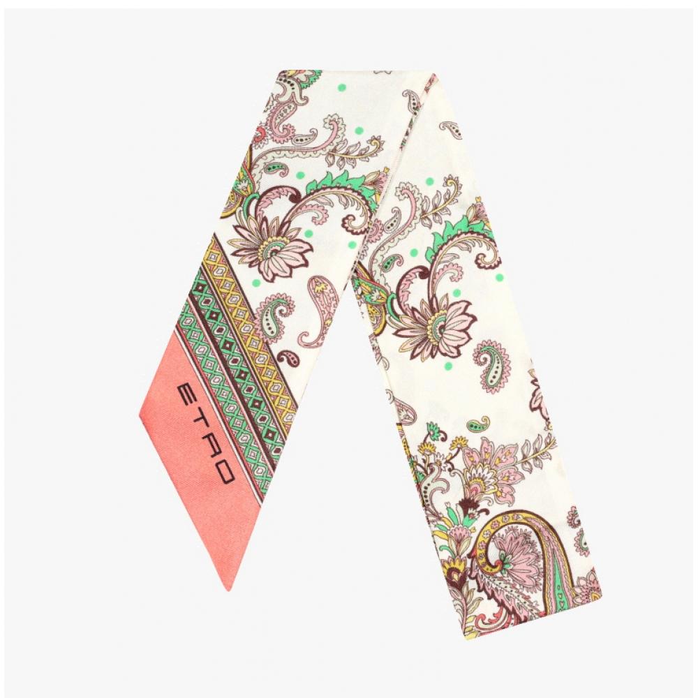 Etro Lippi Motif Paisley Skinny Twill Silk Scarf Wata0016ak670