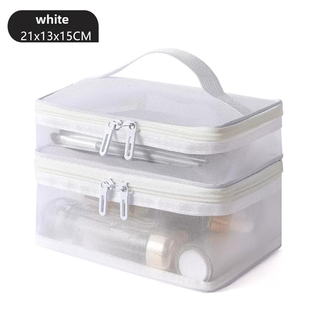 2024 Женский двухслойный сетчатый органайзер для косметики и туалетных принадлежностей – Большая вместимость, портативный