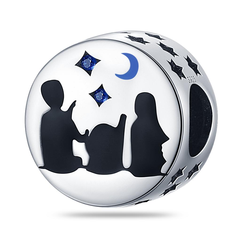 Plata De Ley Christmas Heart Flower Cat Paw Mother Child Girl Charms Fit Original 3Mm Bracelet Jewelry For Women