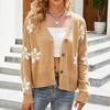 Autumn and Winter Sweet Print V Neck Knitted Cardigans Women Loose Plus Size Elegant Sweater Woman Cardigan Vintage Loose Button Up Knitwear 24635