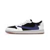 Travis Scott x Air Jordan 1 Низкие кроссовки для баскетбола, устойчивые к скольжению и истиранию, унисекс, Черно-синие, DZ4137-700(Команда654-)