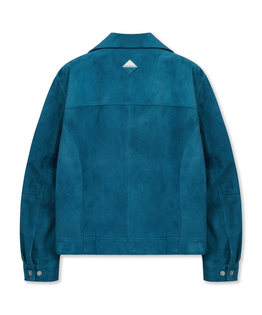 Ungimmick Cobalt Suede Trucker Jacket (Blue / Goatskin)
