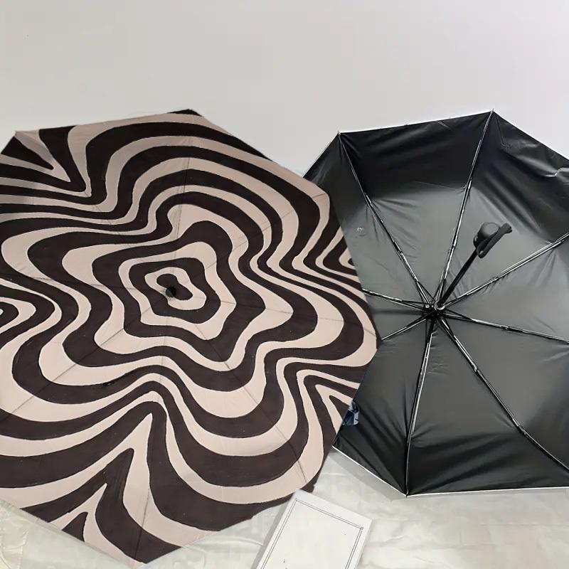 1PC Op Art Spiral Umbrella-8-Rib Reinforced, Automatic Open, Lightweight & Durable, Cute Fashion Accessory for Outdoor, Beach, or Casual Use, Beach Um
