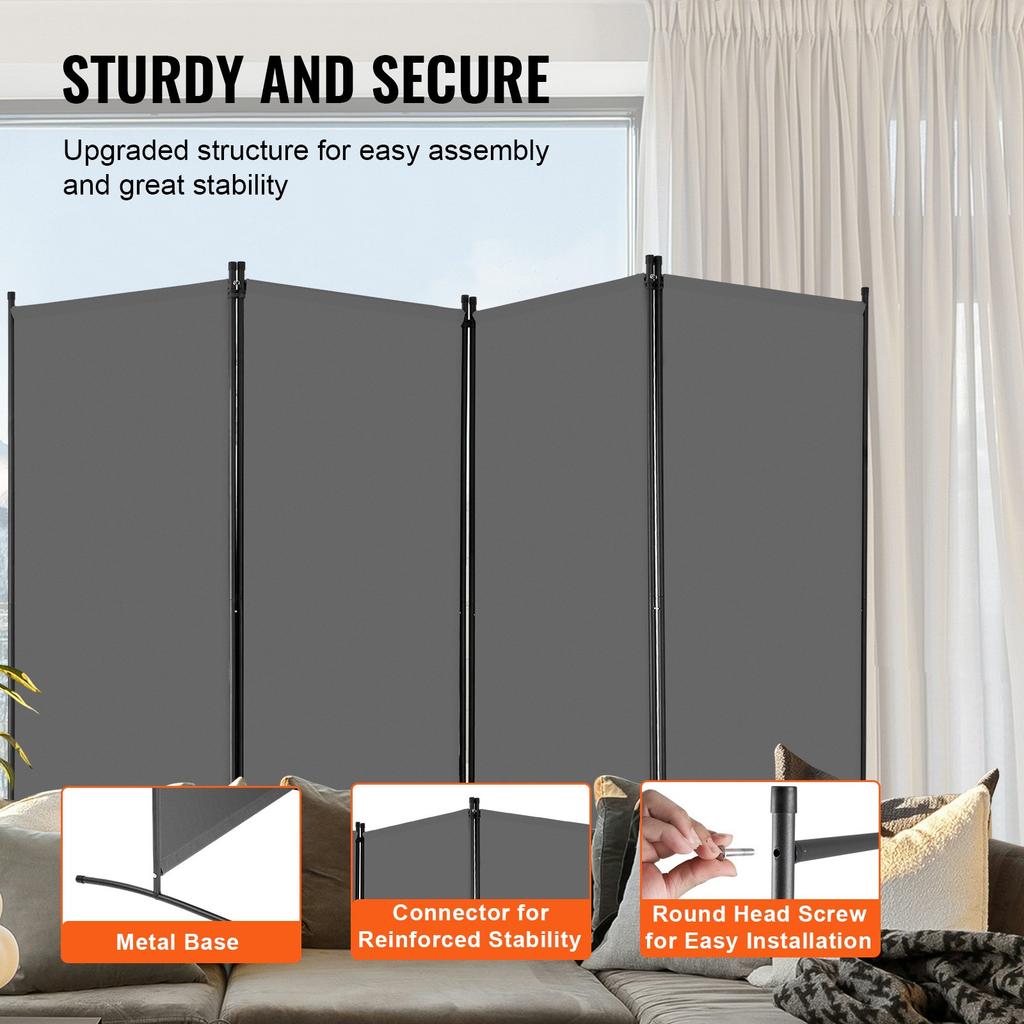 VEVOR Room Divider, 4 Panels Room Divider, Folding Privacy Screen and Portable Partition Divider for Room Separation