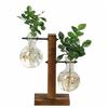Creative Glass Desktop Planter Bulb Vase Wooden Stand Hydroponic Plant Container Home Tabletop Decor Vase Stand Dropshipping Hot