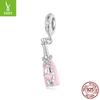 Romantic Pink Champagne S925 Sterling Silver Pendant Accessories Sweet Cool Versatile Diy Charm Beads