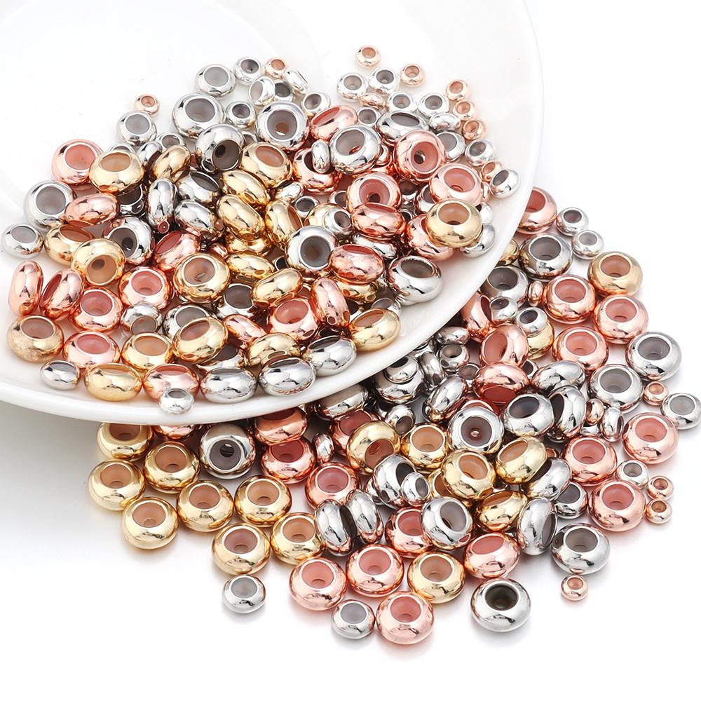 20Pcs Copper Crimp End Beads Stopper Spacer Beads With Rubber Silicone For DIY Bracelet Jewelry Making Supplies Accessories