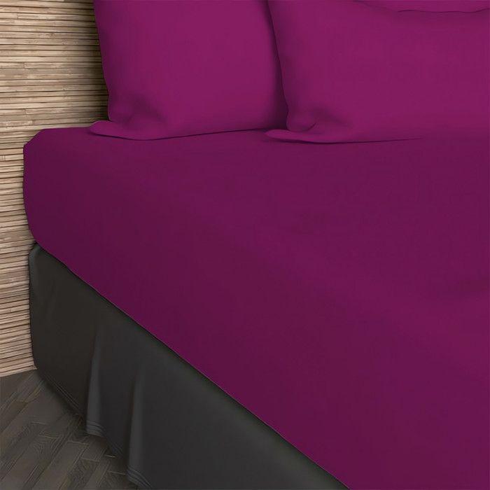 Fitted Sheet 90x200 Cm In 57 Thread Count Cotton SOLEIL D'OCRE Blackcurrant