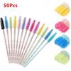 50Pcs Crystal Eyelash Brush Disposable Mascara Wands Grafting Eyelash Curling Comb Make Up Brushes
