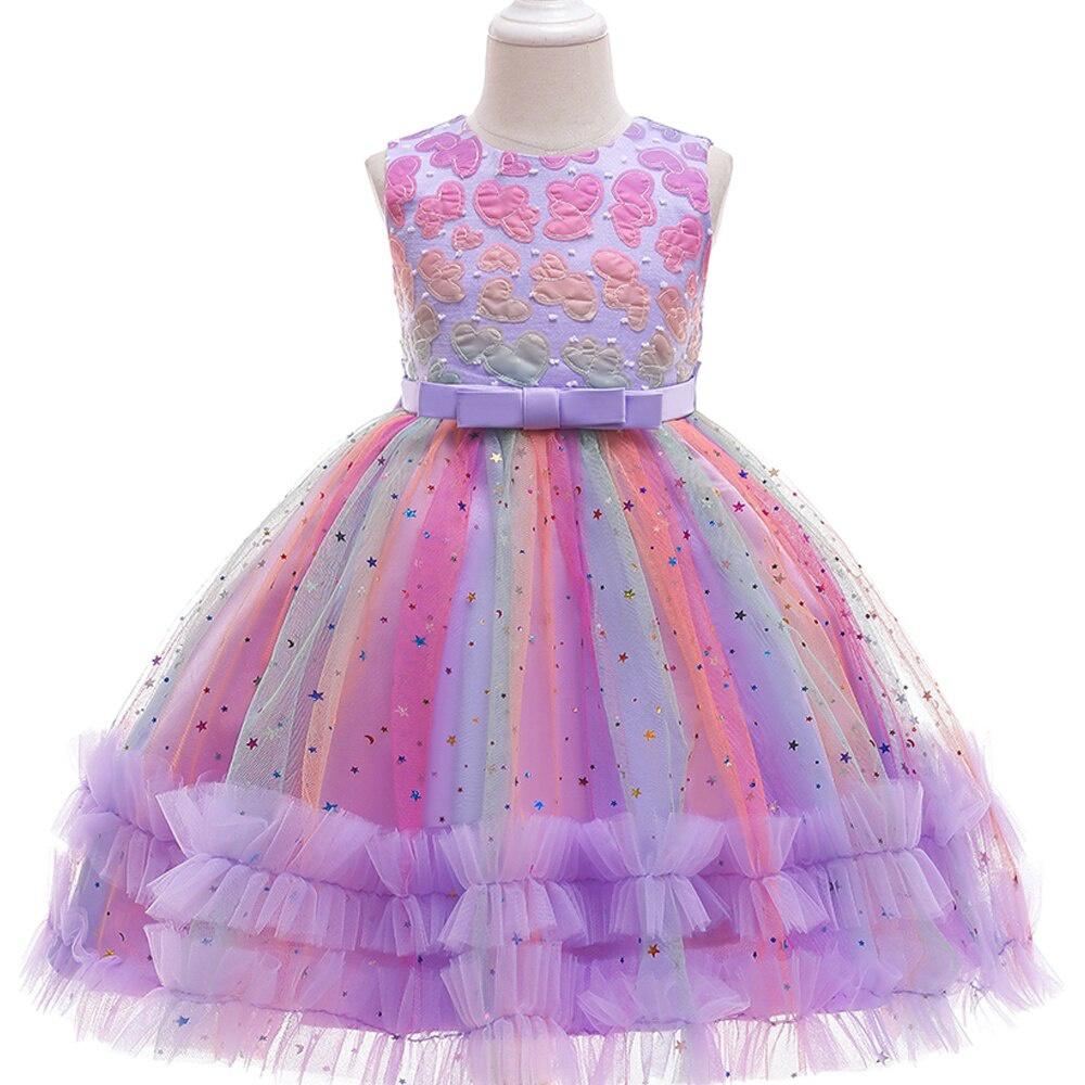 Блестящее платье принцессы из тюля для девочек 3-10 лет, вечернее платье с аппликацией в виде сердца с градиентом, весна 2025 г.