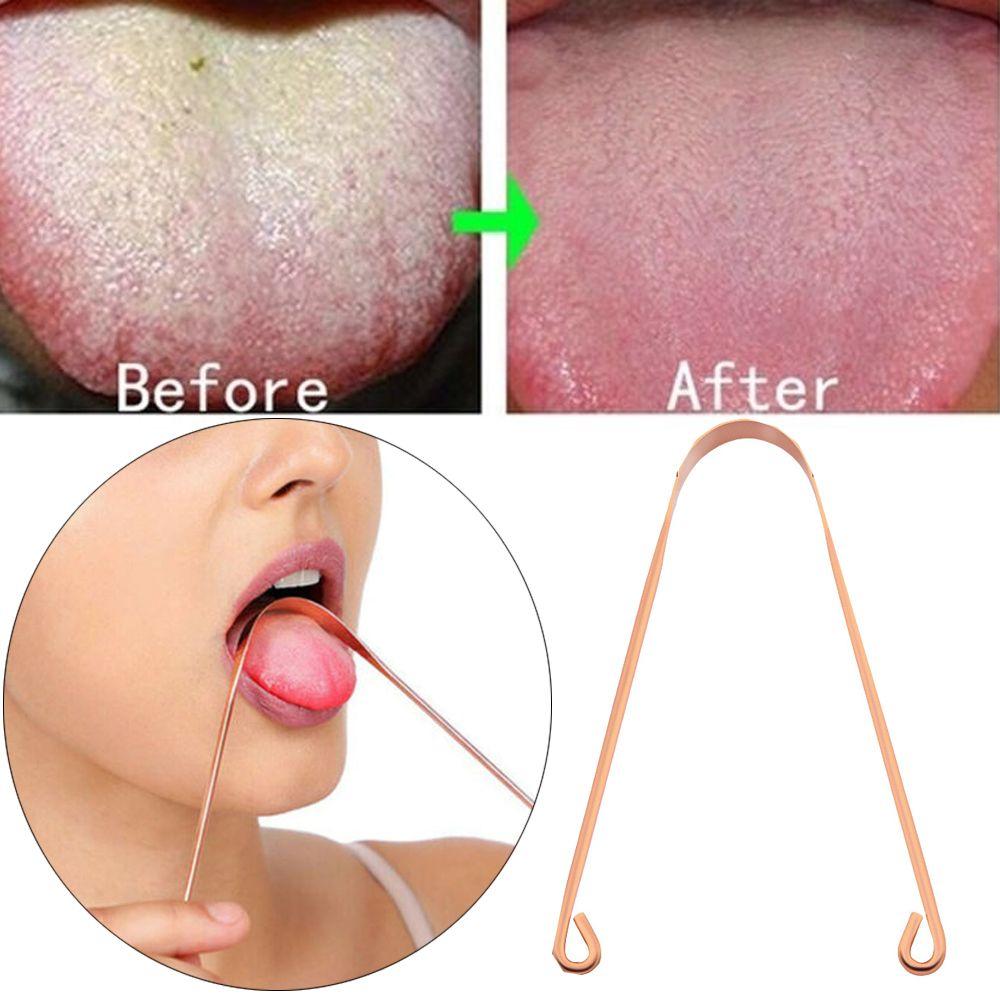 Fresh Breath Oral Hygiene Copper Tongue Scraper  Cleaner Stainless Steel Dental Cleaning