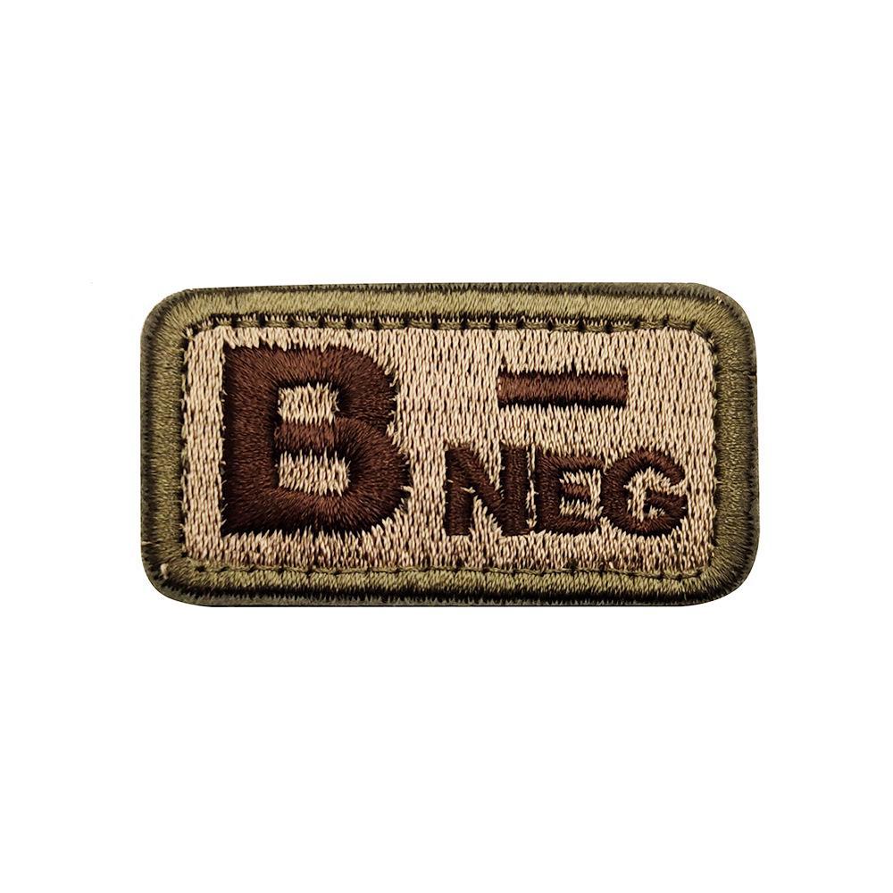 Embroidered Tactical Blood Type Velcro Badges: A, B, AB, O, +POS, -NEG - Military and Outdoor Identification.