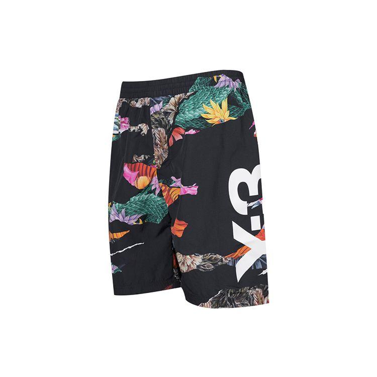 Y-3 Ss22 Large Logo Floral Print Swim Shorts Men Swim Shorts Black HG6107