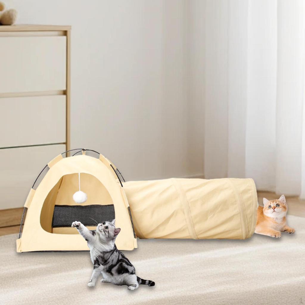 Cat Tent Tunnel Anti Slip Ventilated with Play Ball Portable Hideaway for Indoor Outdoor Small
