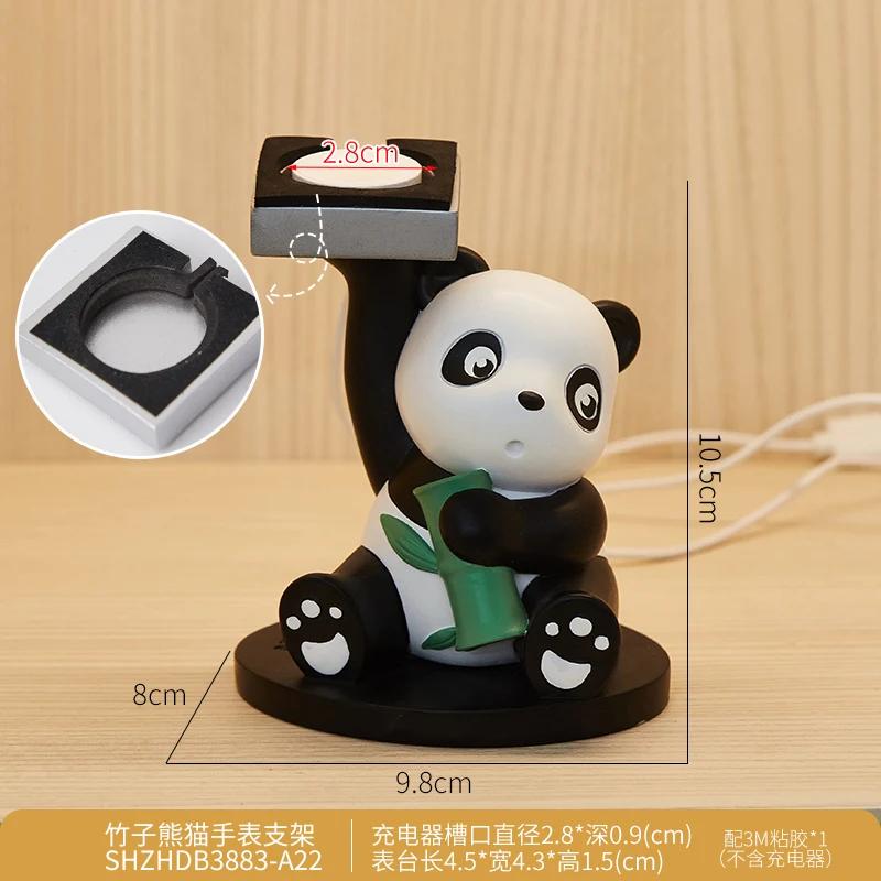 Симпатичная подставка для часов из смолы «панда» для офиса, спальни, хранения, декоративные украшения, перезаряжаемая