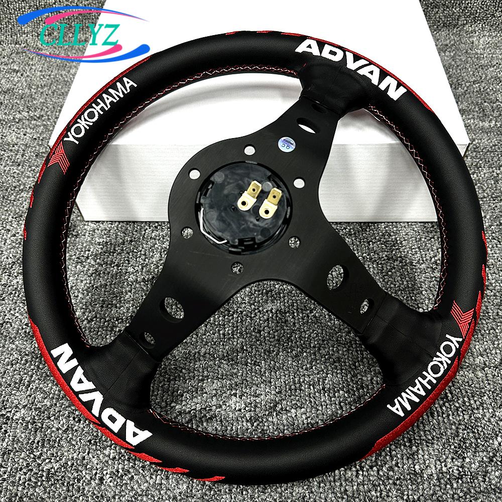 12,5 дюйма 13 дюймов 320 мм VERTEX x ADVAN YOHOHAMA Кожаный гоночный руль Вышивка JDM Автомобильные аксессуары Красный