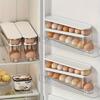 Space-Saving Rolling Egg Storage Box for Refrigerator Side Door - Durable Plastic, Battery-Free, Essential Kitchen Accessory, Egg Storage