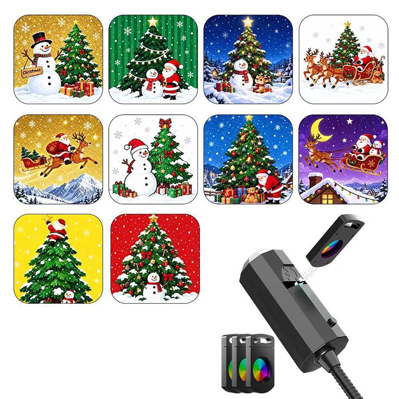 Светодиодный USB проектор с узорами- Регулируемая ночная лампа Санта-Клаус, Снеговик, Елка для Рождественских украшений