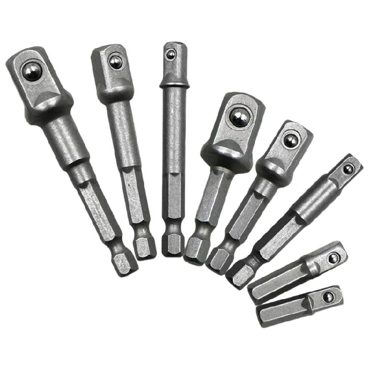 3/8Pcs Wrench Sleeve Power Drill Socket Adapter Bit Hex Drill Nut Driver Shank 1/4 3/8 1/2 Connecting Rod Head Extension