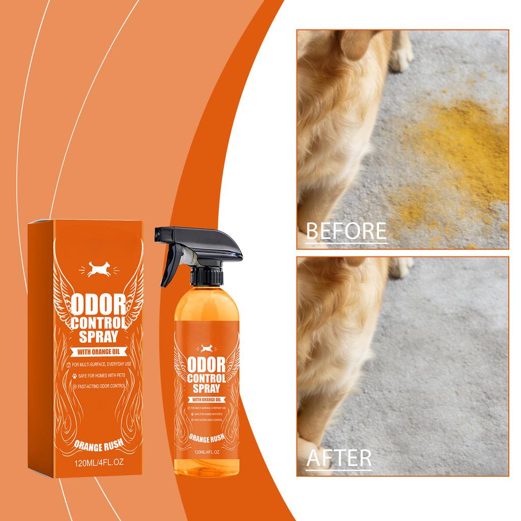 Pet Odor Control Spray with Orange Oil for Home and Surfaces 120ml Long Lasting Scent for Pet Areas and Fabrics