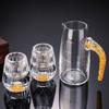 2pcs/set Gold Foil Small Wine Glass Wine Dispenser Baijiu Commercial High-end Crystal Reinforced Glass Foreign Wine Set Sober
