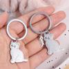 Couple Lovers Cat Fish Keychain Stainless Steel Kittens Keychain Cat Key Ring Jewelry Accessories