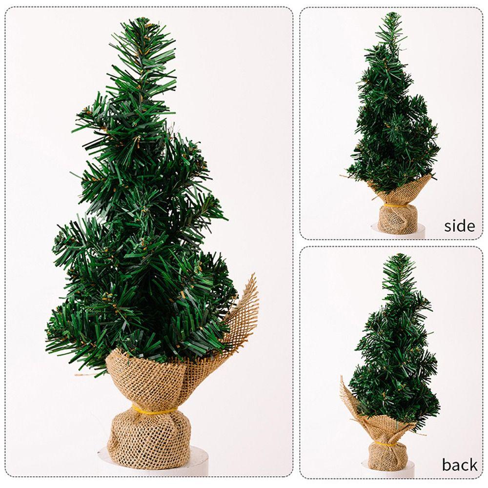 Green Linen Mini Christmas Tree Plastic Christmas Pine Tree Artificial Christmas Tree Party Gifts