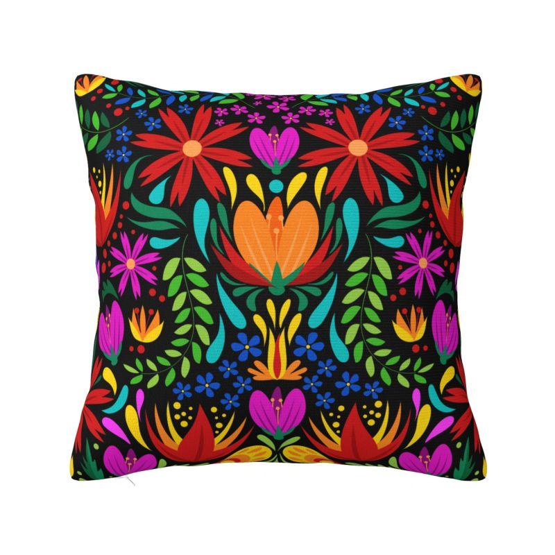 Mexican Flower Patchwork Print Cushion Cover x cm Polyester Velvet Throw Pillow Case For Sofa Decoration Bedding Pillowcase