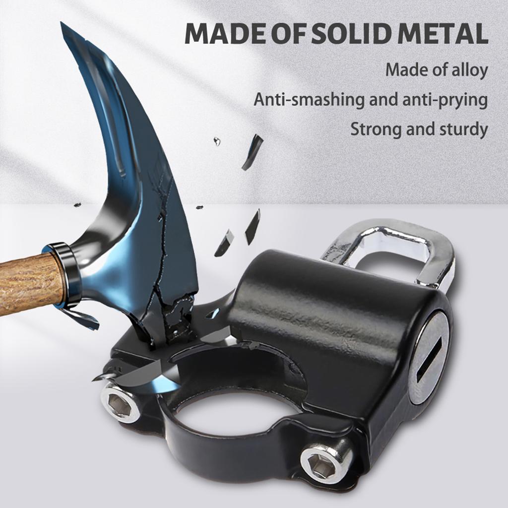 Universal Motorcycle Helmet Lock Anti-Theft Helmet Security Lock Metal 22mm-26mm Black with 2 Keys