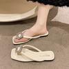 Fashion Outer Flip-flops Women's Summer New Large-size Rhinestone Square Buckle Casual Beach Cool Slippers