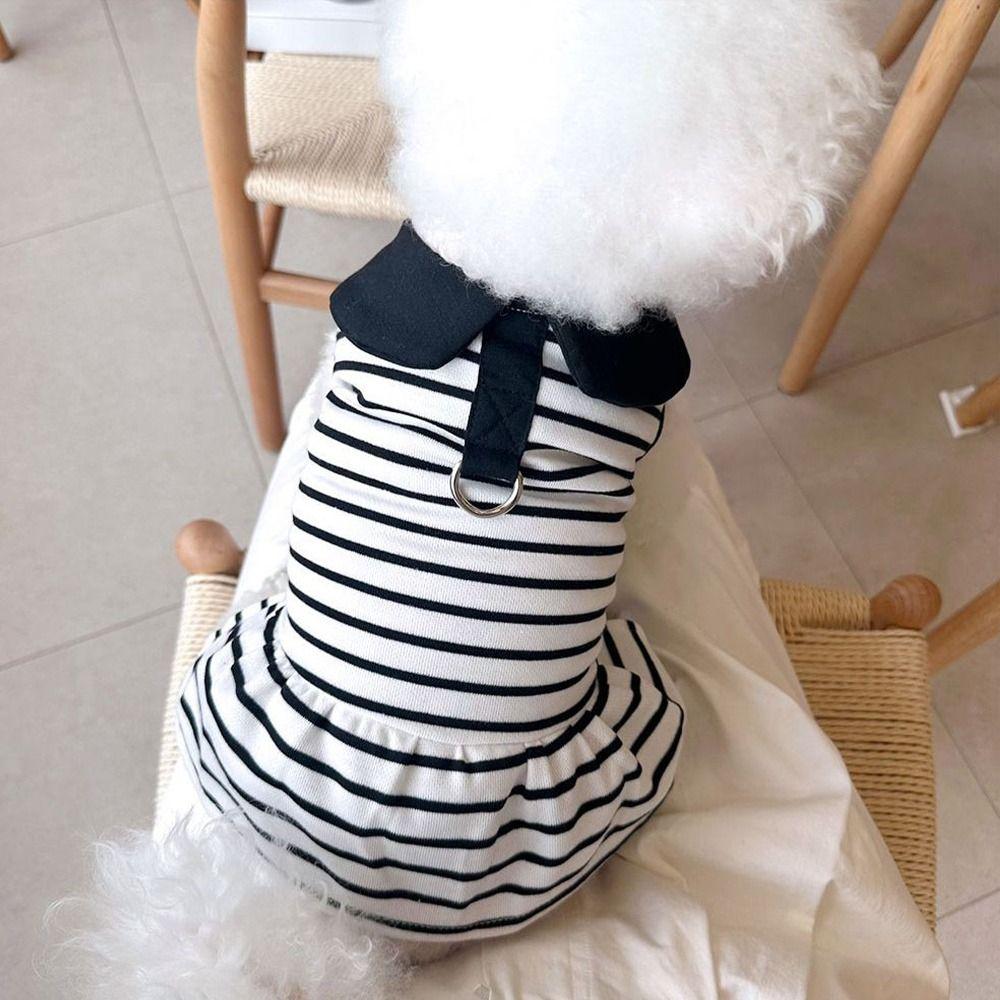 Мягкие платья на лацкане с кошкой, дышащая юбка для питомца, модные полосатые футболки для собак для щенков и котят