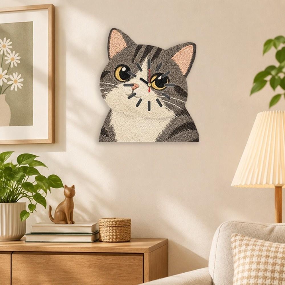 Cat Shape Animal Wall Clock Silent Movement Cartoon Wall Clock Silent Wall Clock Home Decoration