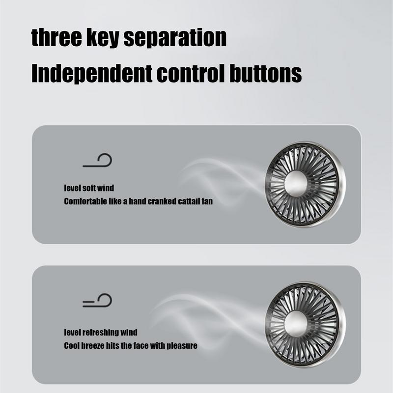 Автомобильный вентилятор для заднего сиденья с двумя головками, USB-вентилятором для автомобиля со светодиодной подсветкой, 3 скоростями и вращением на 360 градусов, регулируемым вентилятором с двумя головками и зажимом для