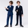 Children's Tuxedo Suit Set for Spring/Autumn - Solid Color, British Style, Perfect for Boys' Events and Performances