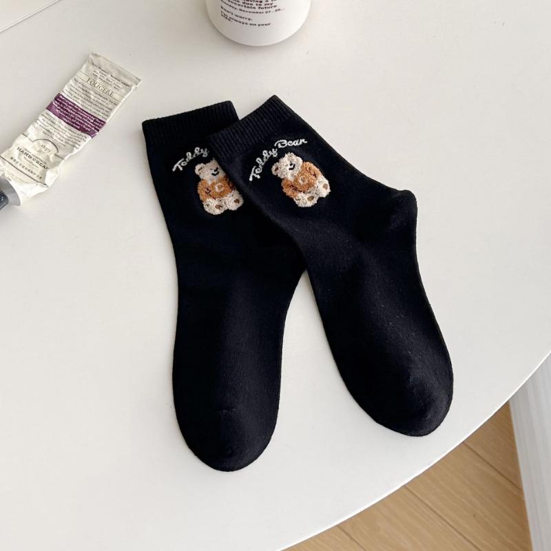 Boneless Socks for Women In Autumn and Winter, Cute Little Bear Mid-calf Socks, Trendy Long Calf Socks for Women