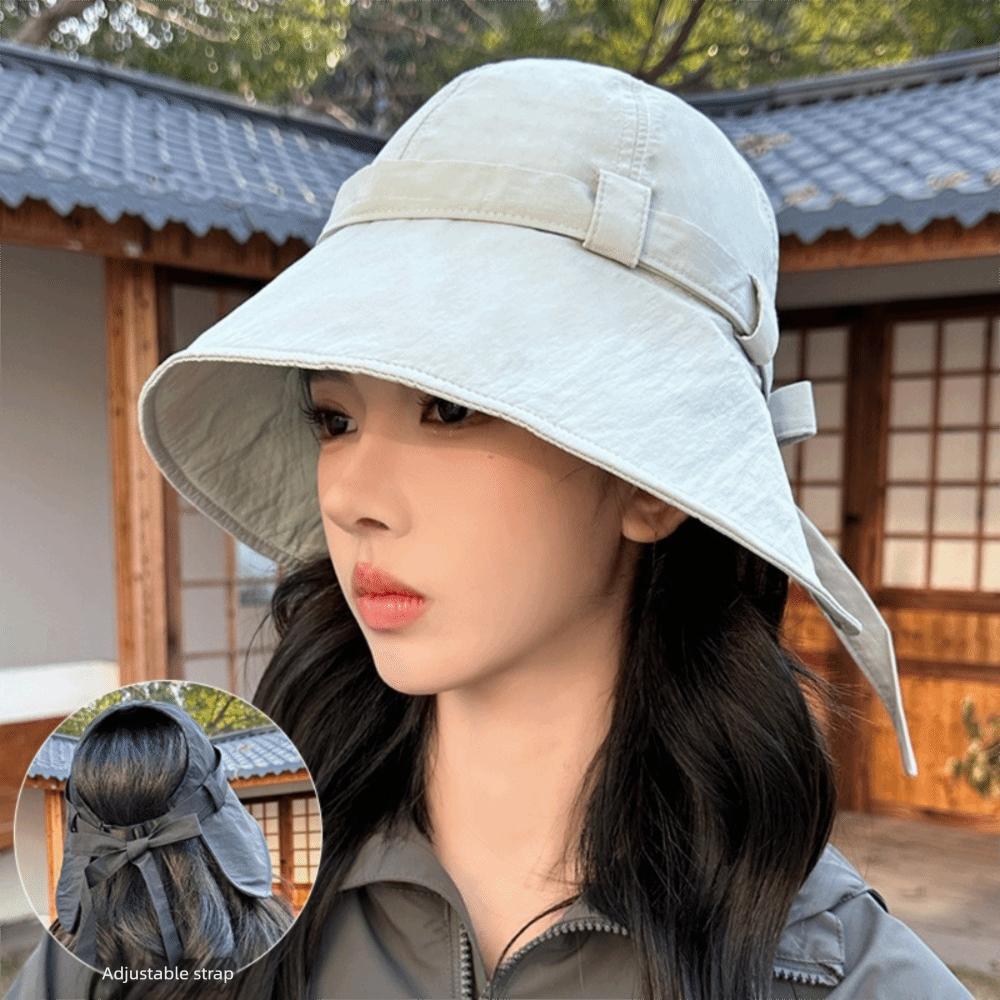 Stylish Large Brim Bucket Hat Thin Breathable Sun Hat Foldable Summer Cap Women