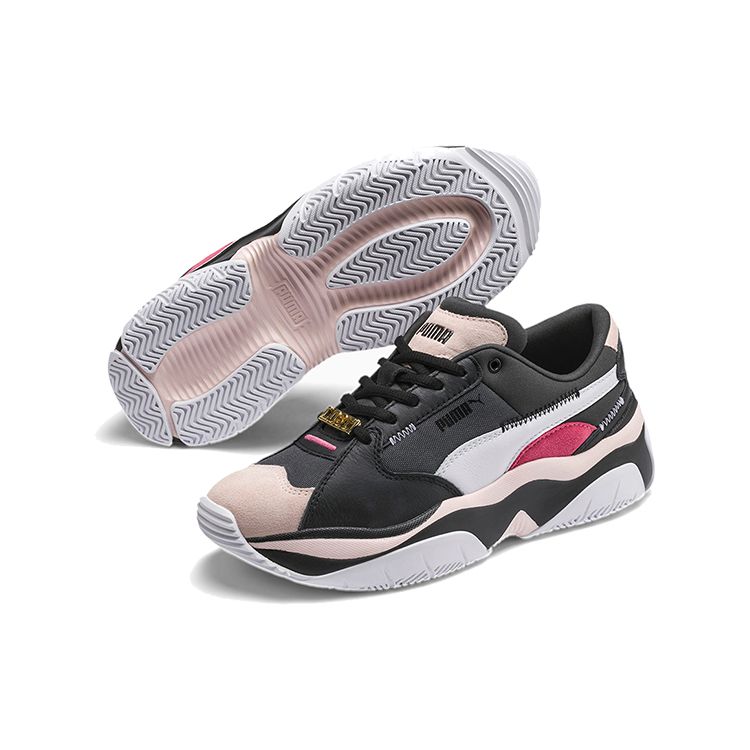 Puma Storm Anti-Valentines Day Low-Top Lifestyle Sneakers Women Sneakers Black Pink White 372118-01