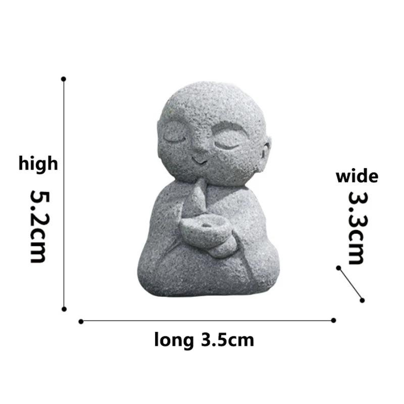 Japanese Mini Buddha Incense Holder for Sticks Little Zen Monk Incense Burner Sandstone for Room Desktop Decor