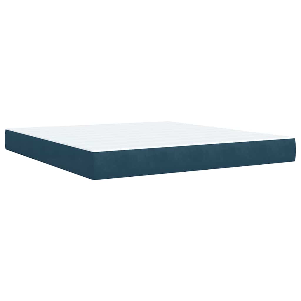 Box Spring Bed with Mattress Dark Blue 180 x 200 cm Velvet