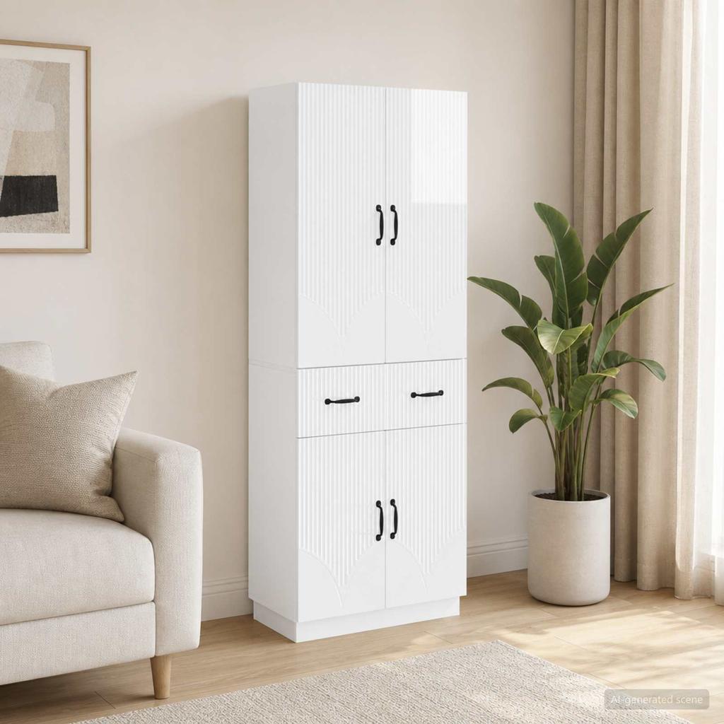 Cabinet Set 2 pcs High Gloss White Particleboard