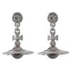 Vivienne Westwood 3D 3D Petit Orb Rhinestone Drop Earrings Chrome Silver 62020032-S001 [Item]