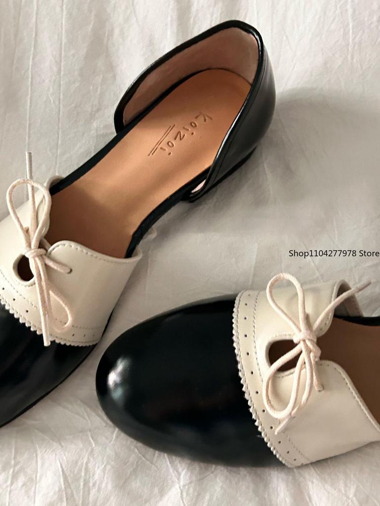 Модные туфли из искусственной кожи в ретро британском стиле, маленькие кожаные туфли броги на шнуровке, женские сандалии на круглом каблуке, одинарные туфли, женские туфли-лодочки