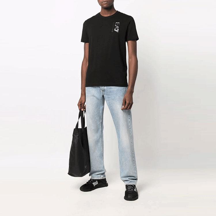 Emporio Armani FW21 Однотонная футболка с логотипом, короткий рукав, мужские топы, черный 6KPT47-PJ03Z-1200