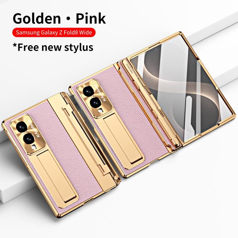 Премиальный кожаный чехол для Galaxy Z Fold8 Ultra со встроенным слотом для стилуса, ударопрочная защита, скрытая подставка
