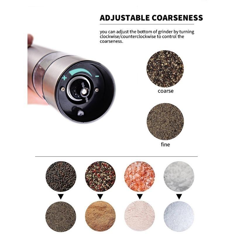 Мельница для перца и соли из нержавеющей стали с батарейным питанием и подсветкой - шейкер для соли и перца с одной кнопкой
