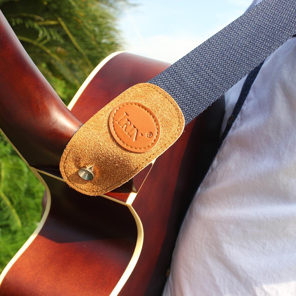 Регулируемый ремень IRIN из хлопкового гитарного ремня с кожаными концами для электрических акустических фолк-гитар