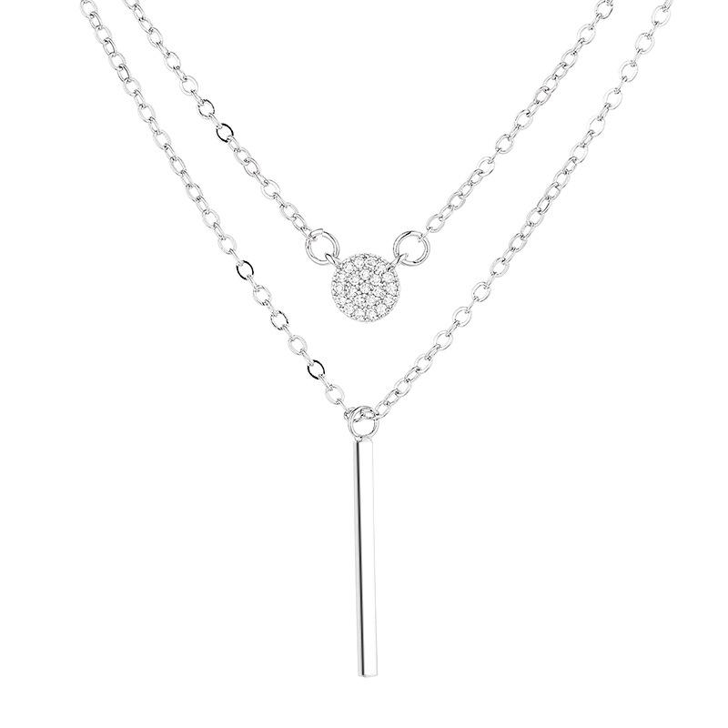 Двухслойное бриллиантовое ожерелье для женщин, модный и стильный стиль, легкая роскошь и нишевый дизайн, ношение цепочки на ключицах