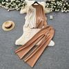 Autumn Winter Women Casual Plate Flower Knitted Sweater Trouser Two Piece Set O-neck Pullover Tops and Wide Leg Pant Suit